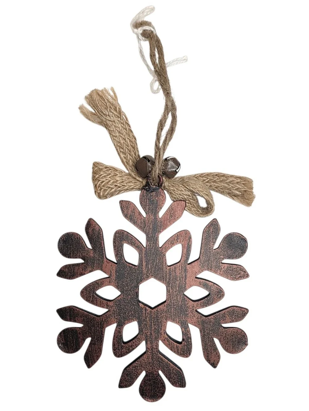 Christmas Ornament Rustic Brushed Bronze Metal Snowflake Holiday Decor Accents
